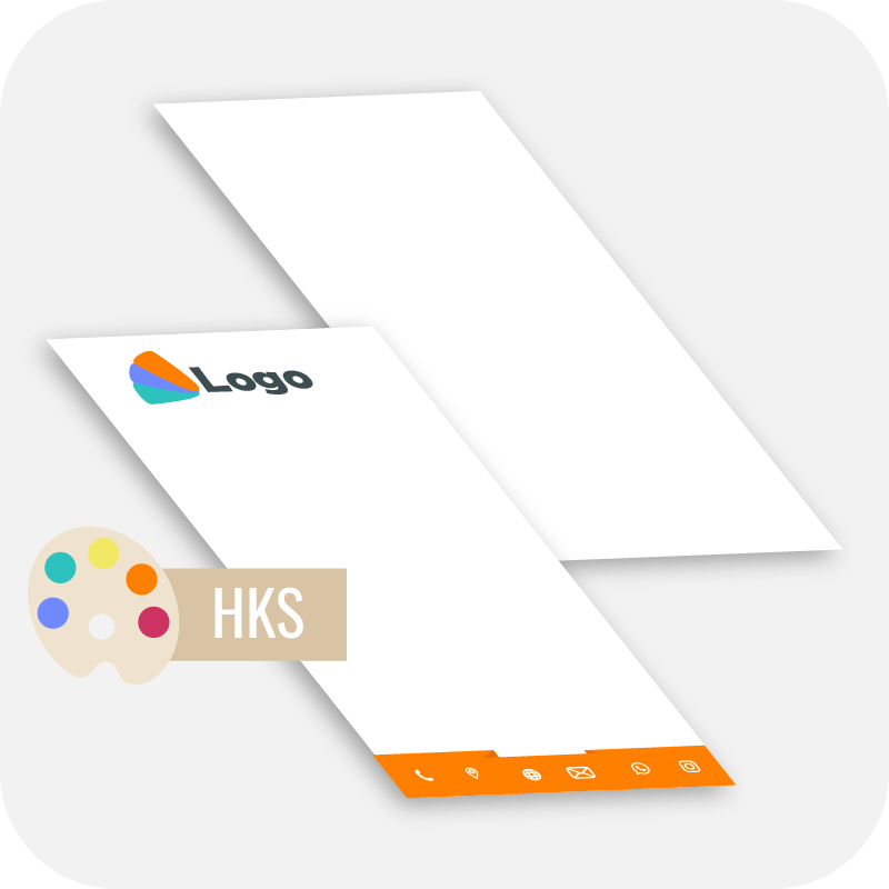 Briefpapier DIN lang, 1/0 farbig (Vorderseite: 1 Sonderfarbe HKS / Rückseite: unbedruckt)