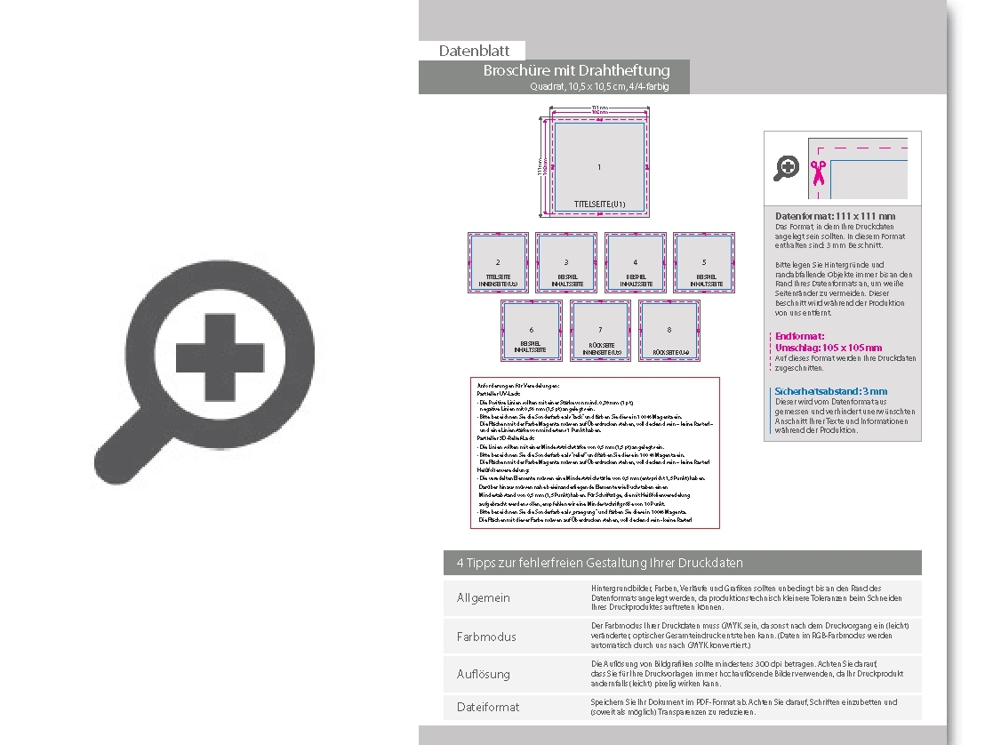 Product Bild brosch__re_mit_drahtheftung__endformat_quadrat_10_5_cm_x_10_5_cm__112-seitig