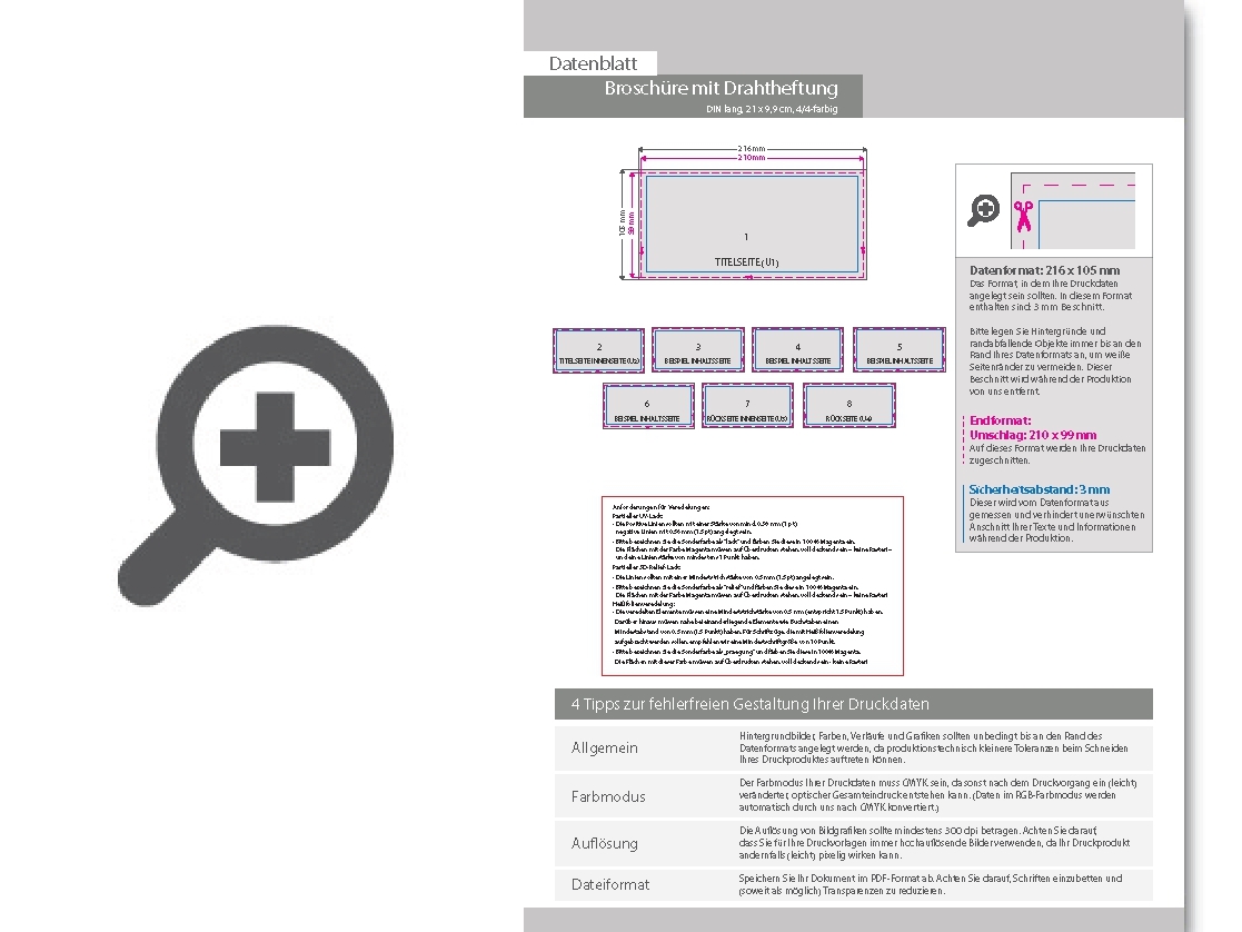Product Bild brosch__re_mit_drahtheftung__endformat_din_lang_quer_(210_x_99_mm)__136-seitig